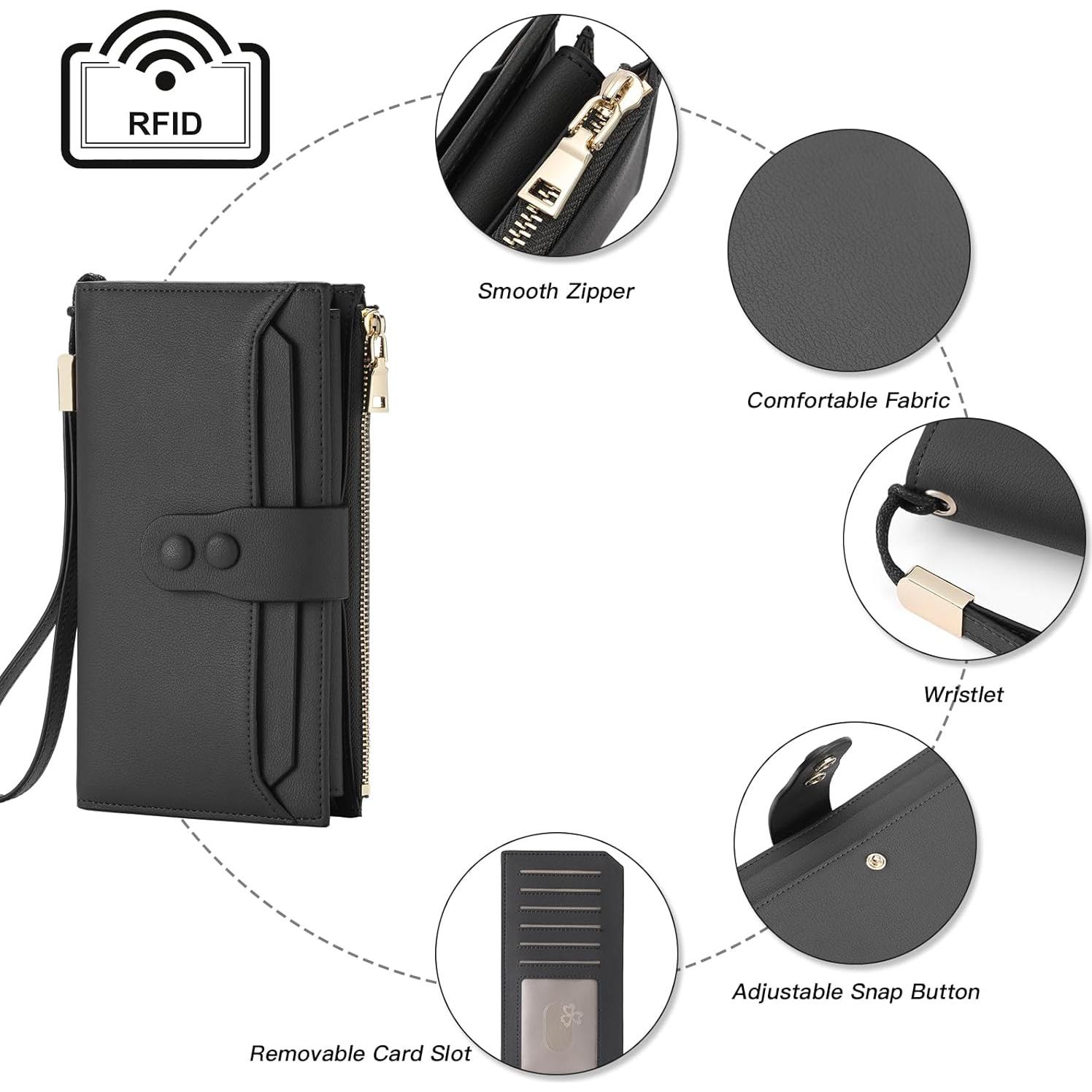 Cartera Grande de Cuero Genuino SENDEFN con Bloqueo RFID