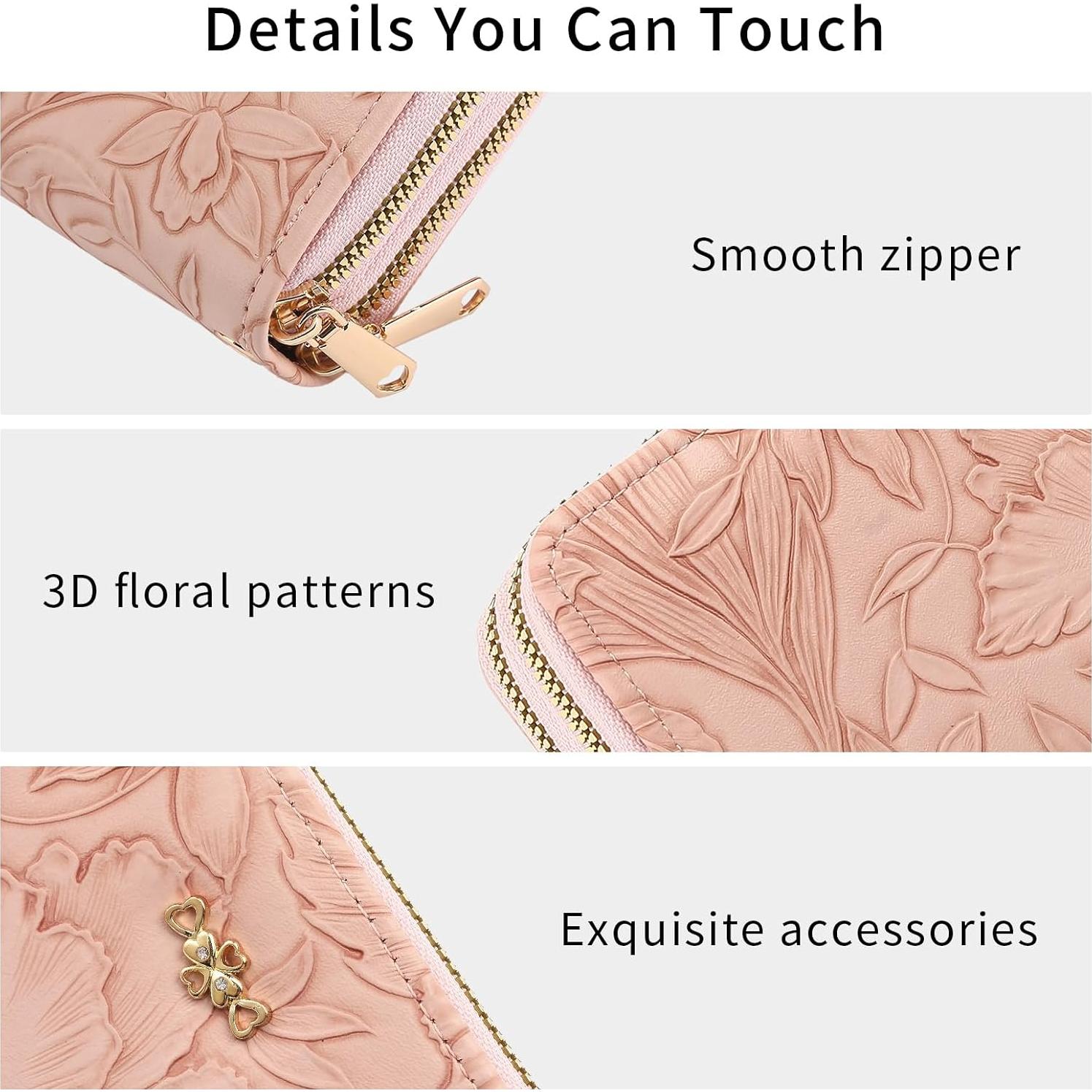Cartera Clutch Doble Cierre RNIEGA para Mujeres - Cuero RFID