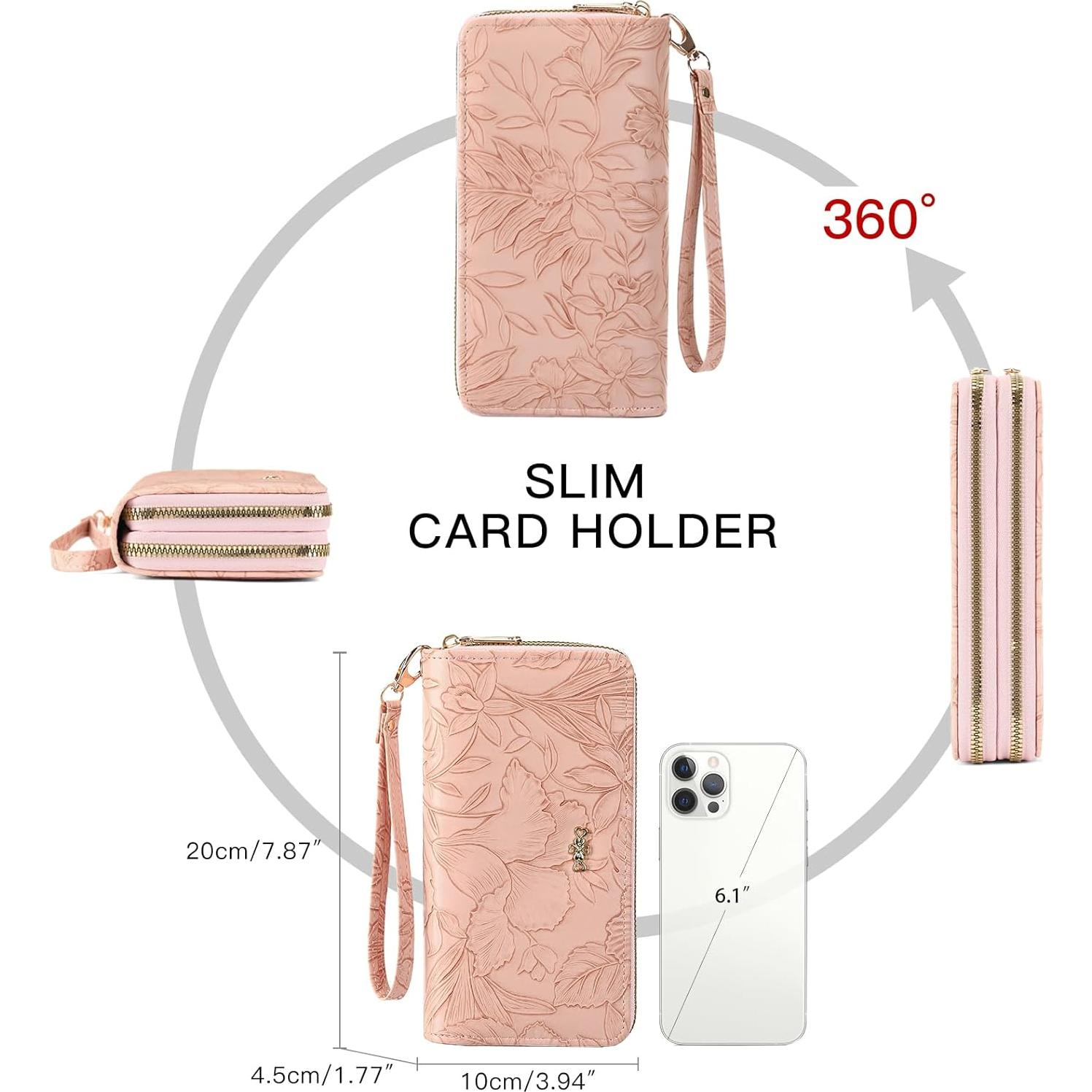 Cartera Clutch Doble Cierre RNIEGA para Mujeres - Cuero RFID