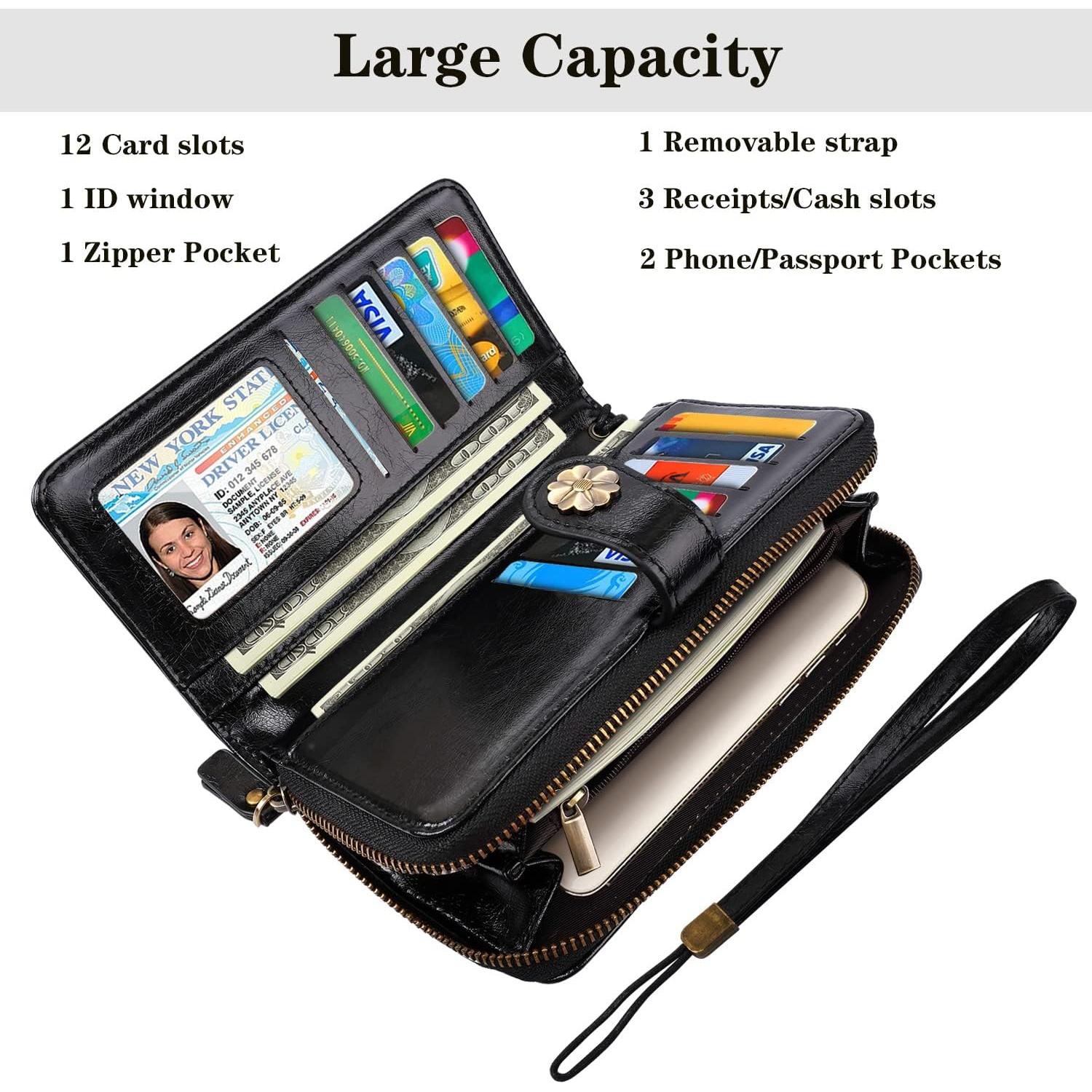 Cartera Clutch para Mujeres Girasol con Organizador y Bloqueo RFID