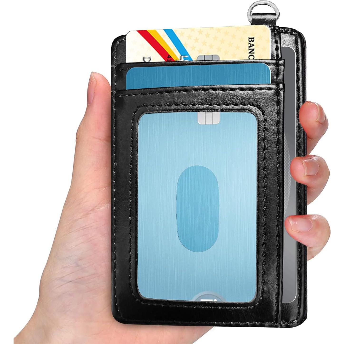 Billetera delgada Qindaiwen con bloqueo RFID y correa - Diseño elegante