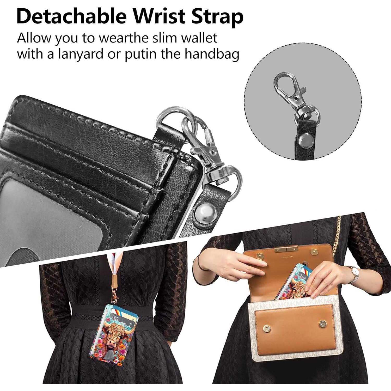 Billetera delgada Qindaiwen con bloqueo RFID y correa - Diseño elegante