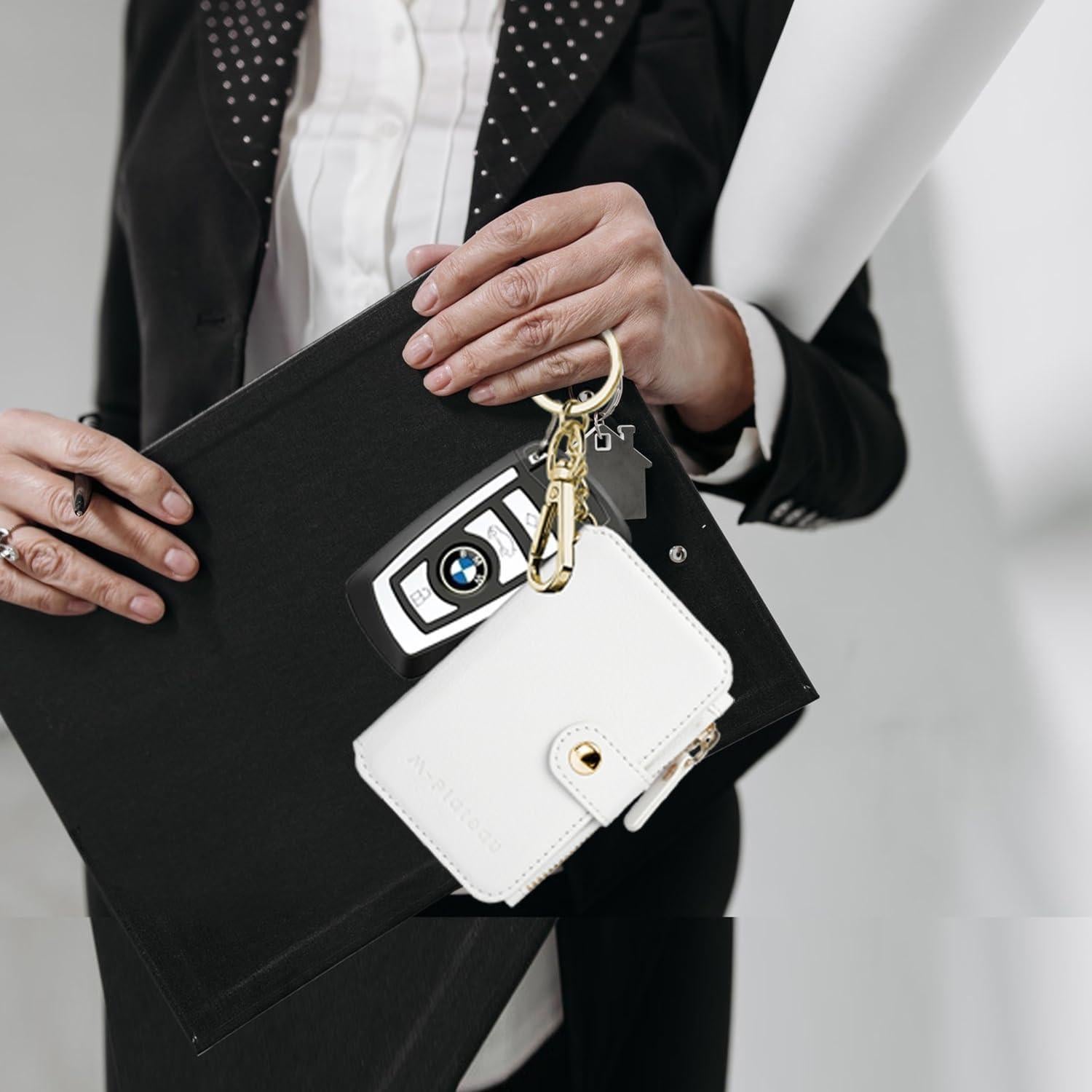 Monedero M-Plateau Blanco con Llavero y Ventana ID