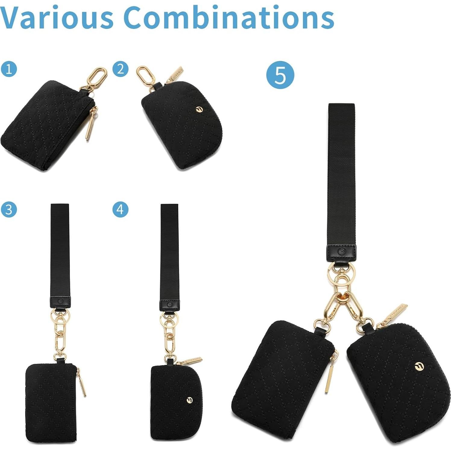 Cartera de muñeca FODOKO para mujeres con 2 monederos desmontables