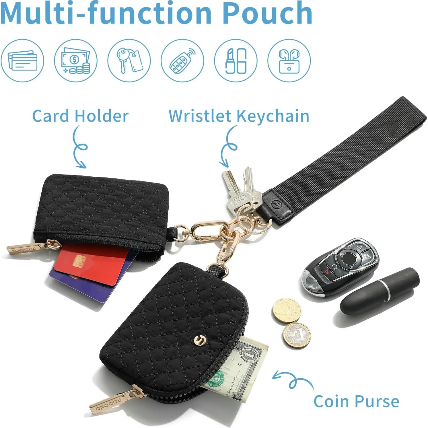 Cartera de muñeca FODOKO para mujeres con 2 monederos desmontables