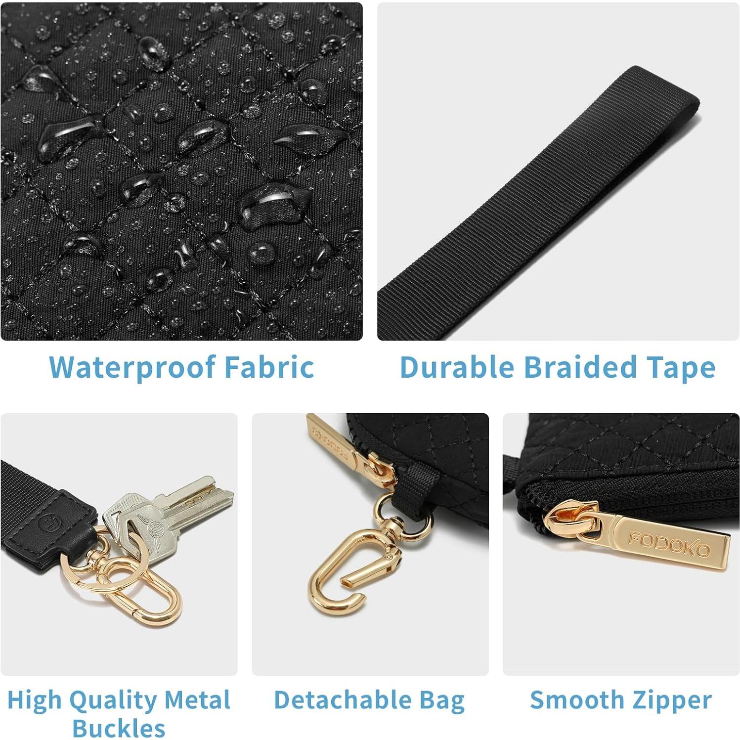 Cartera de muñeca FODOKO para mujeres con 2 monederos desmontables