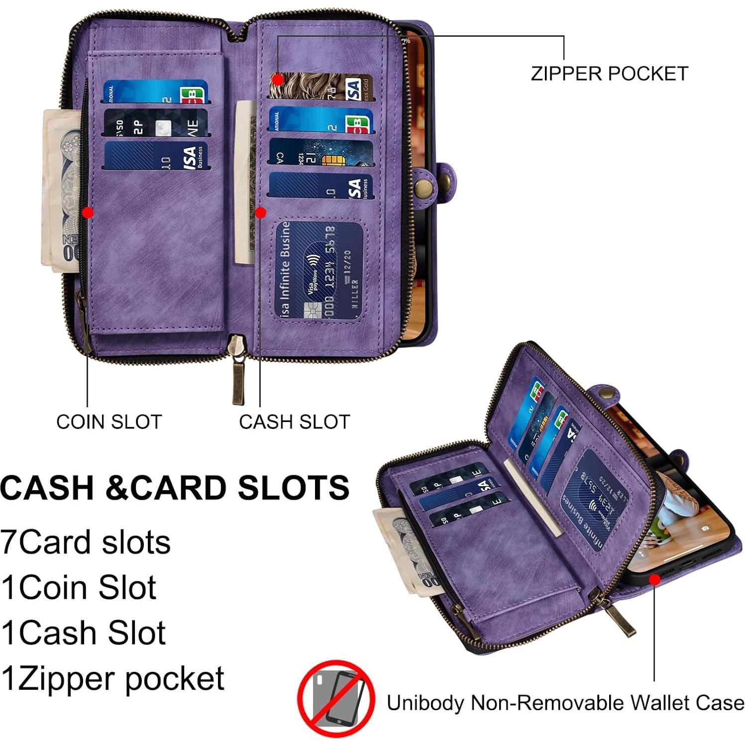 Funda Rssviss Plegable para iPhone 16 Pro 6.3" Morado con RFID