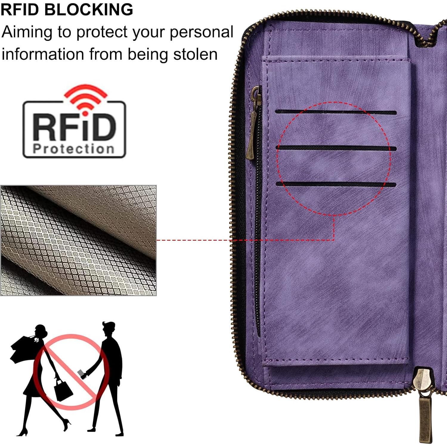 Funda Rssviss Plegable para iPhone 16 Pro 6.3" Morado con RFID