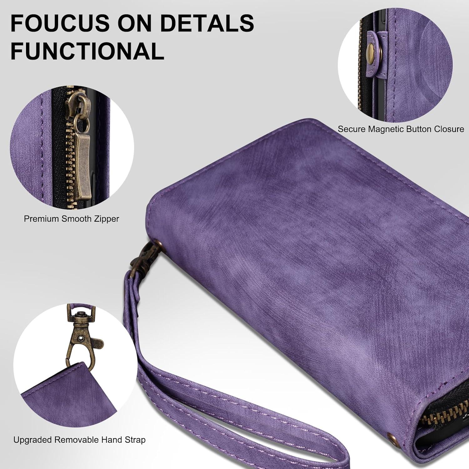 Funda Rssviss Plegable para iPhone 16 Pro 6.3" Morado con RFID