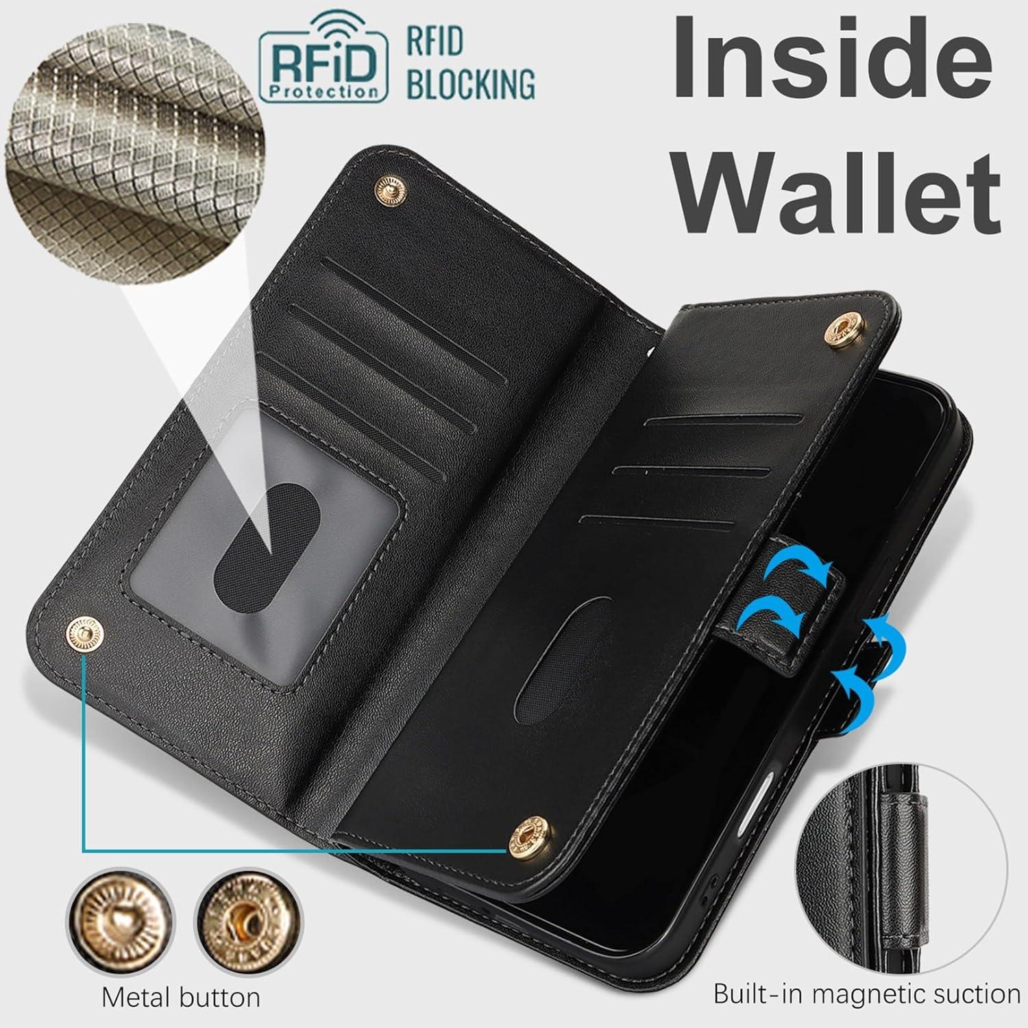 Funda Cartera Jaorty para iPhone 16 Pro con Bloqueo RFID