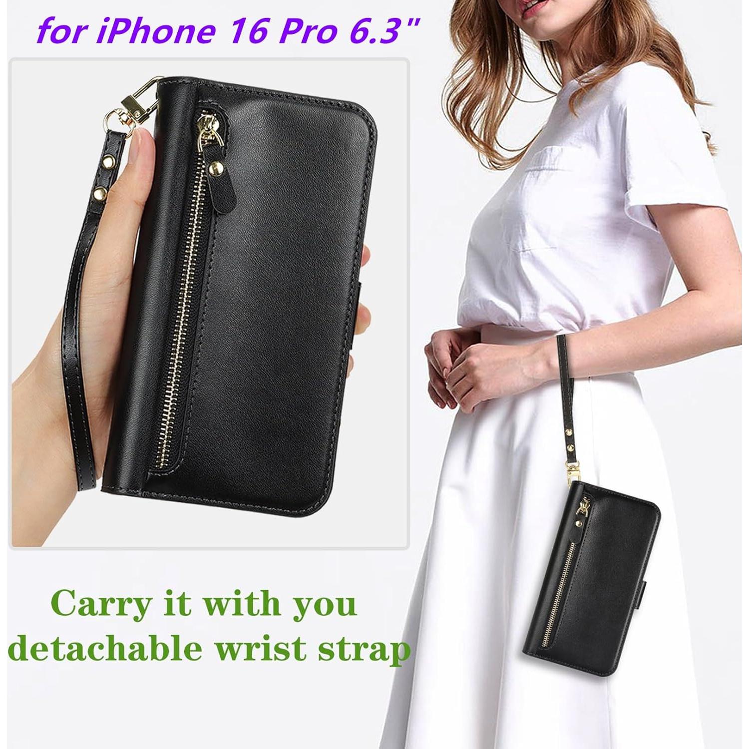 Funda Cartera Jaorty para iPhone 16 Pro con Bloqueo RFID