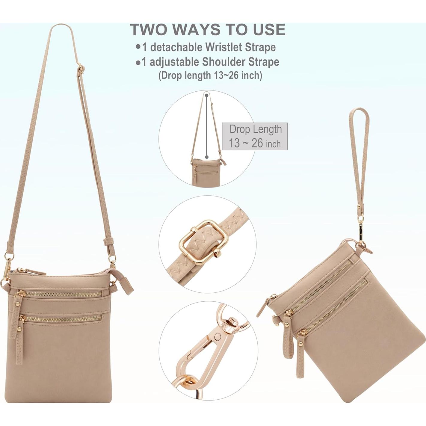 Bolso Cruzado Pequeño Solene para Mujeres - Múltiples Bolsillos