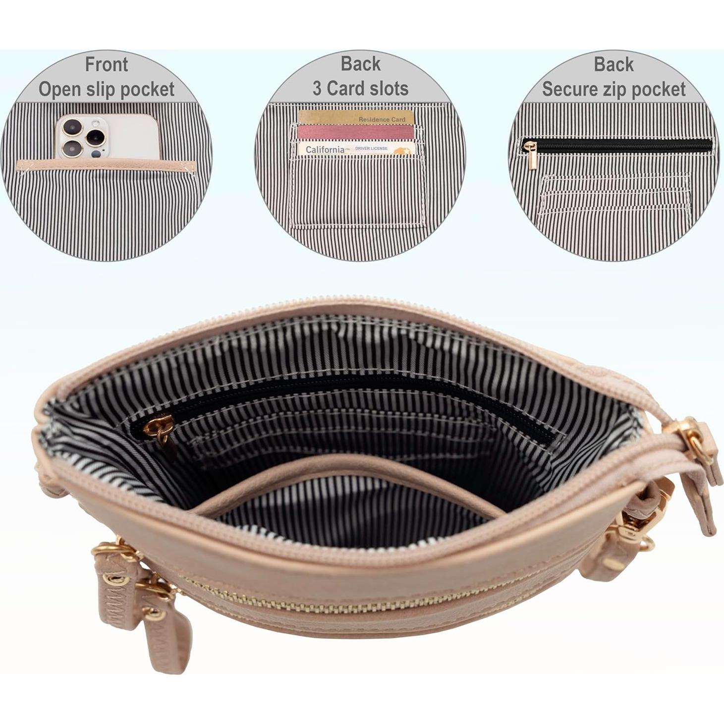 Bolso Cruzado Pequeño Solene para Mujeres - Múltiples Bolsillos