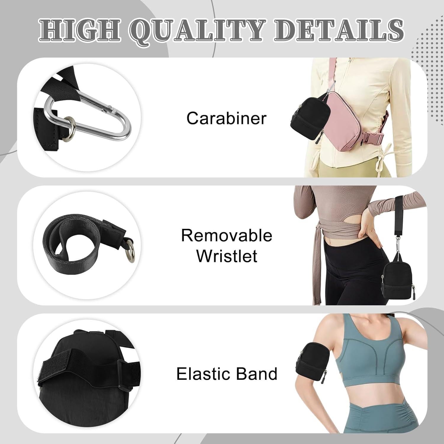 Mini Mochila Llavero Monedero Unisex UIXIZQ Negro 5.1x12.7 cm