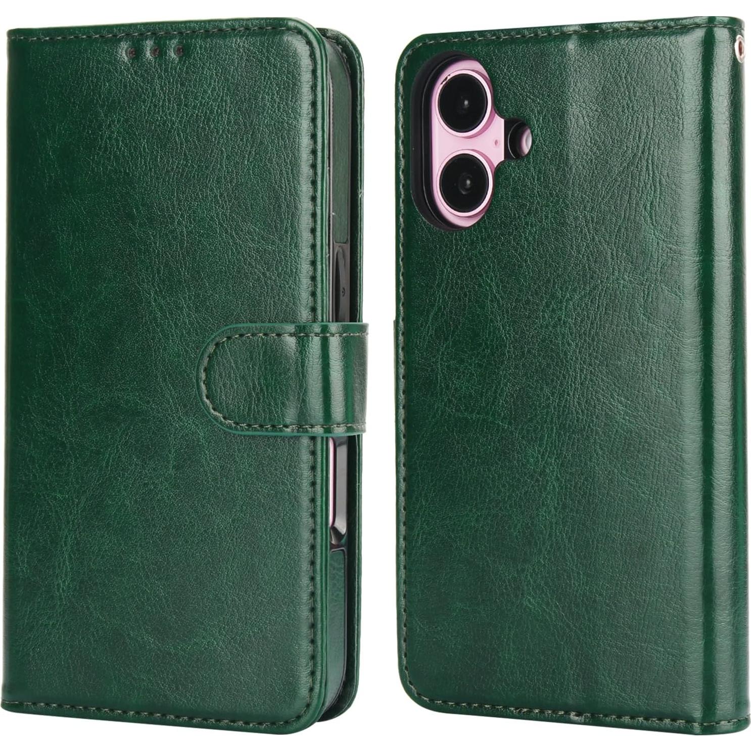 Funda Cartera Desmontable Bocasal para iPhone 16 Verde 6.1"