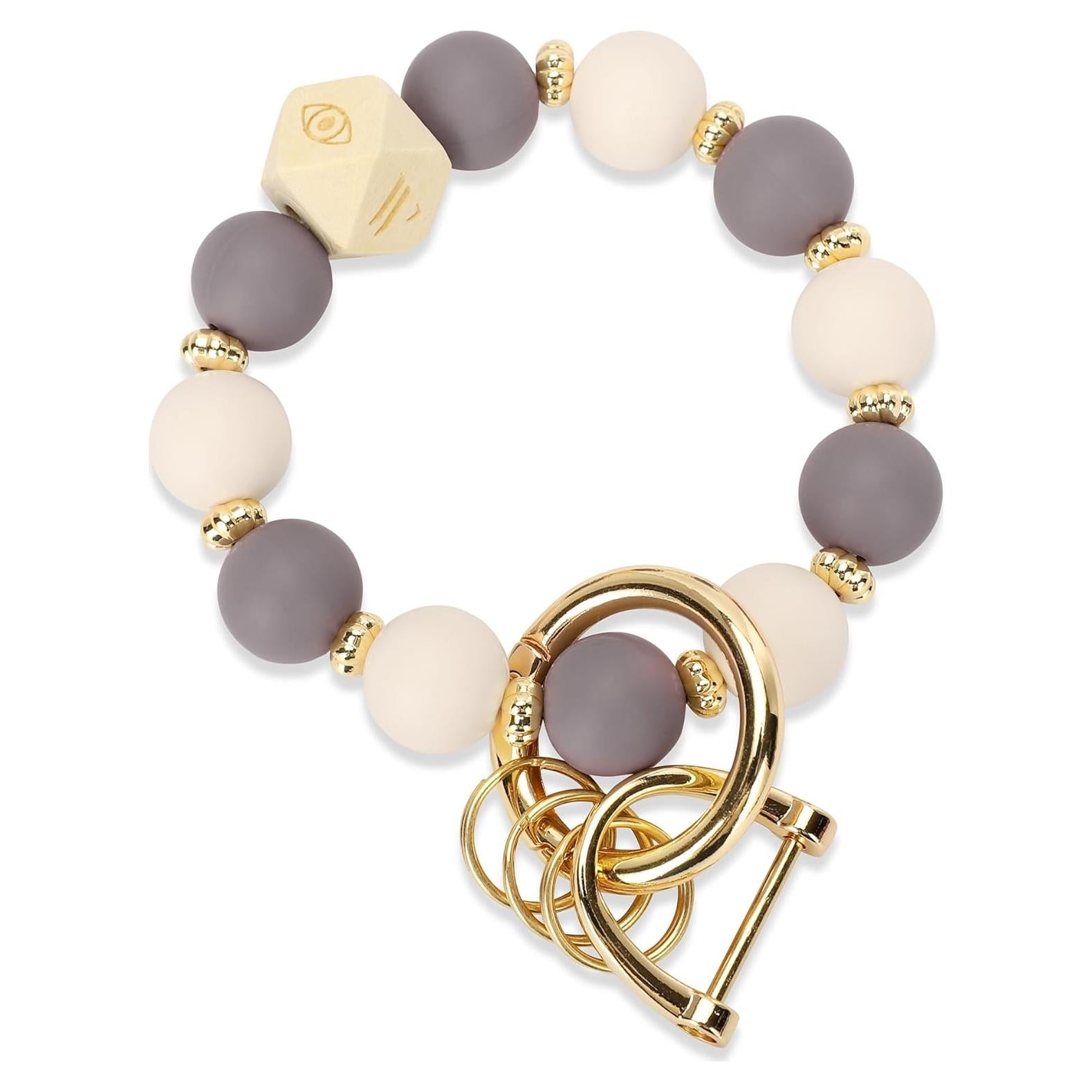Pulsera de Llavero Elástica WEESMILE para Mujeres - Gris/Blanco