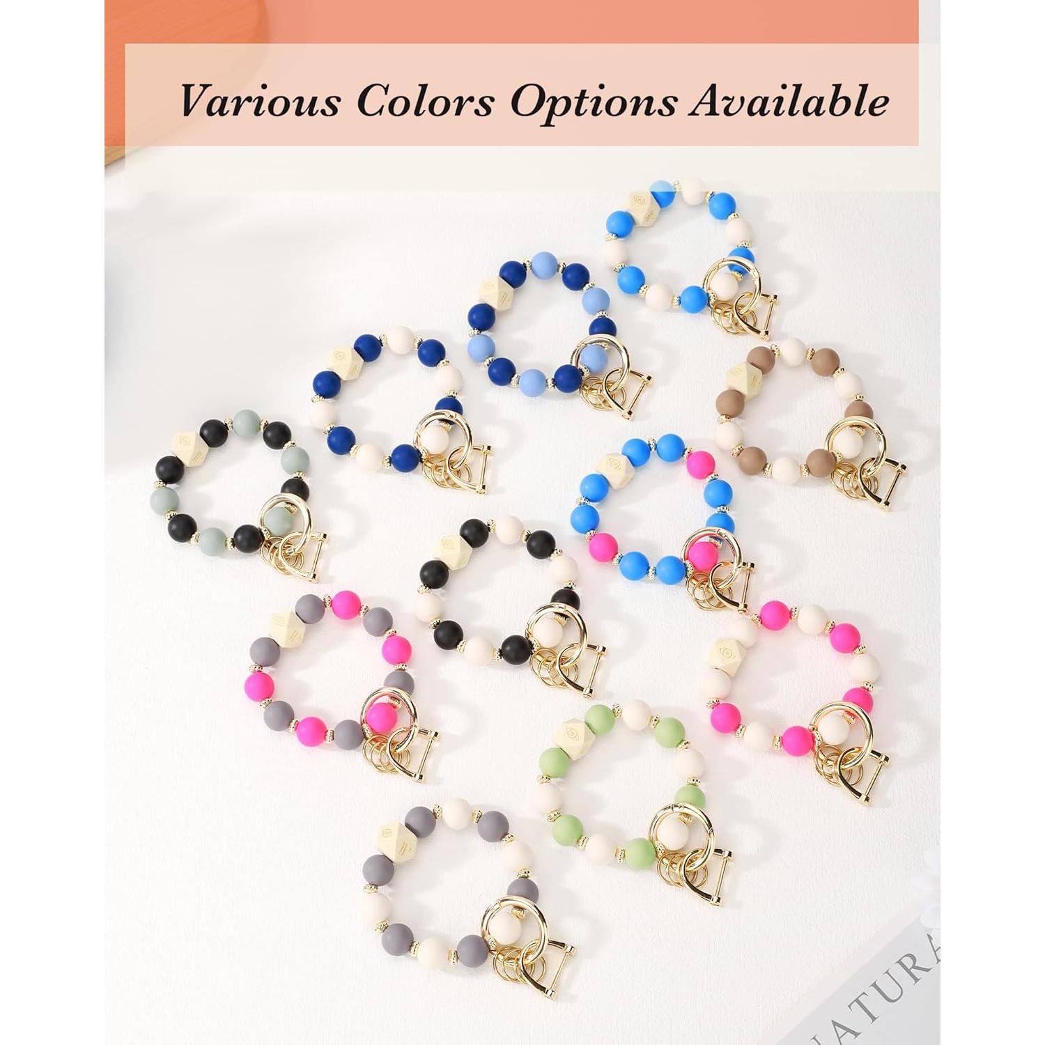 Pulsera de Llavero Elástica WEESMILE para Mujeres - Gris/Blanco