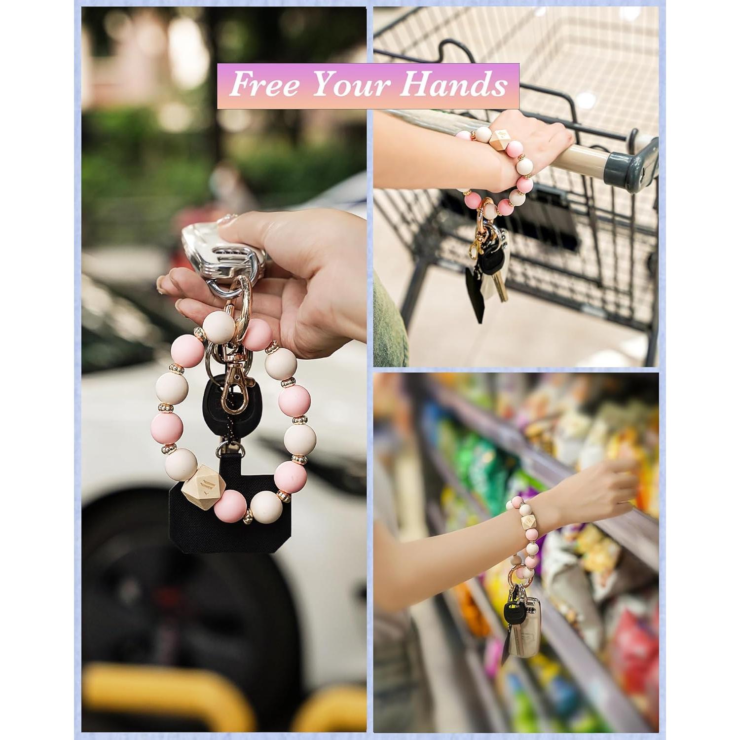 Pulsera de Llavero Elástica WEESMILE para Mujeres - Gris/Blanco