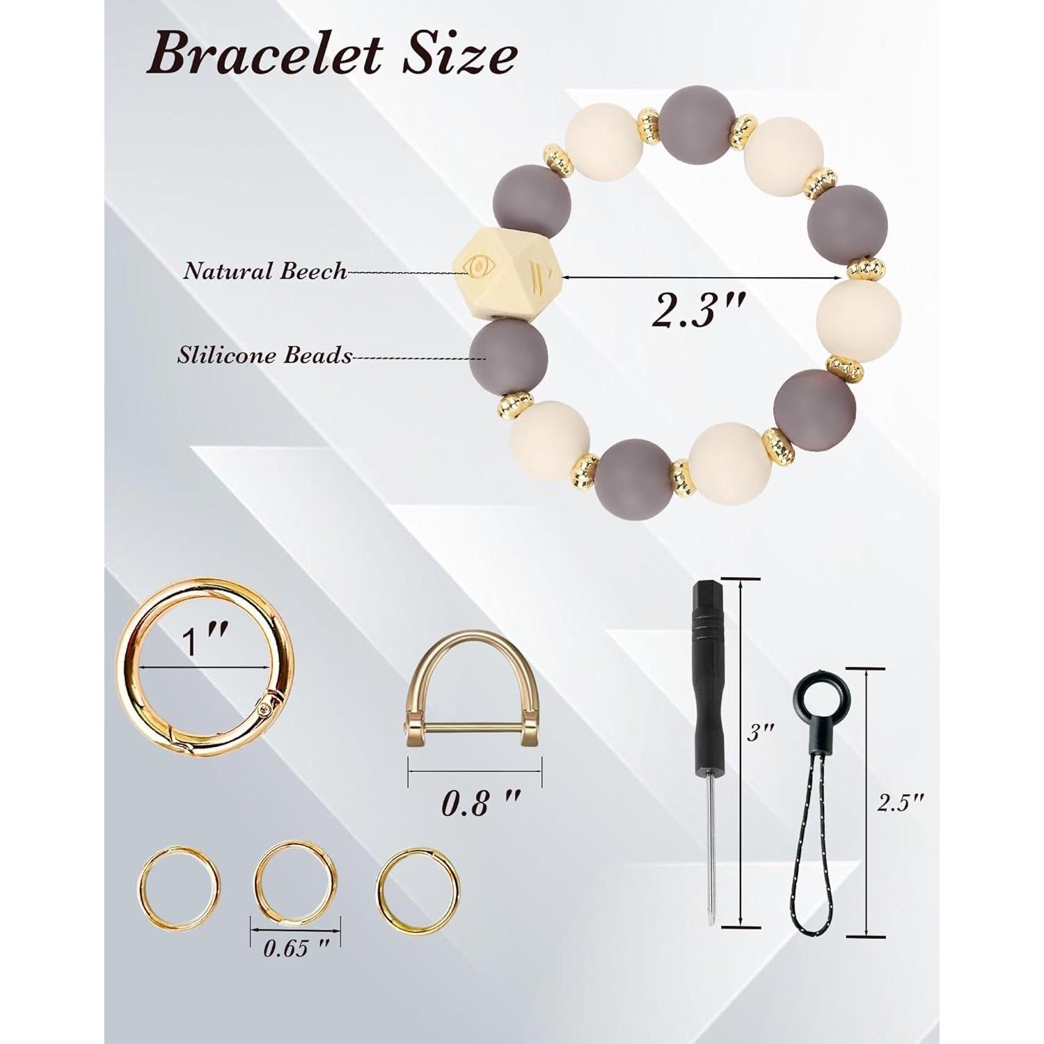 Pulsera de Llavero Elástica WEESMILE para Mujeres - Gris/Blanco