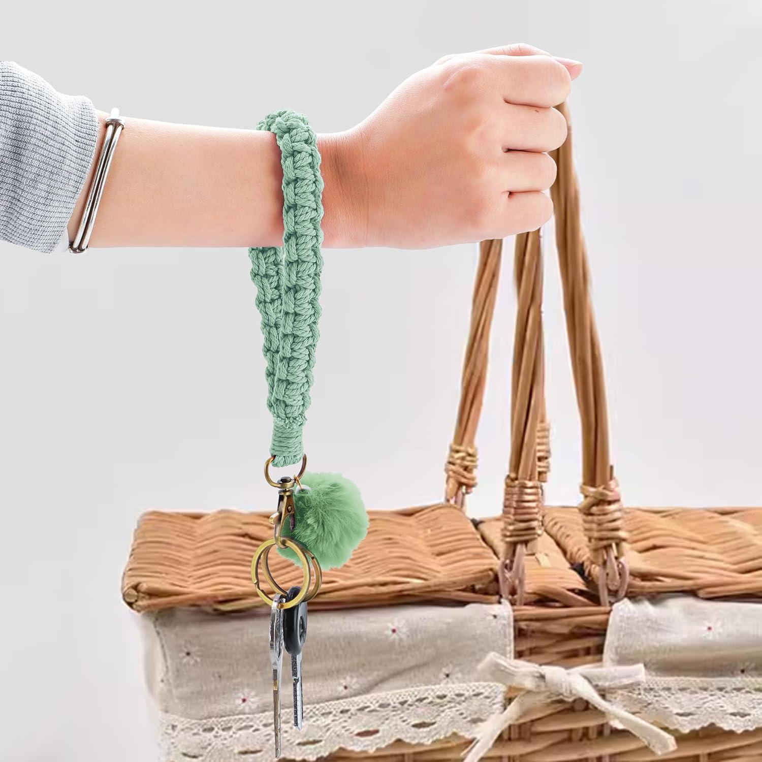 Llave de muñeca Gkeygo verde para mujeres con 2 anillos