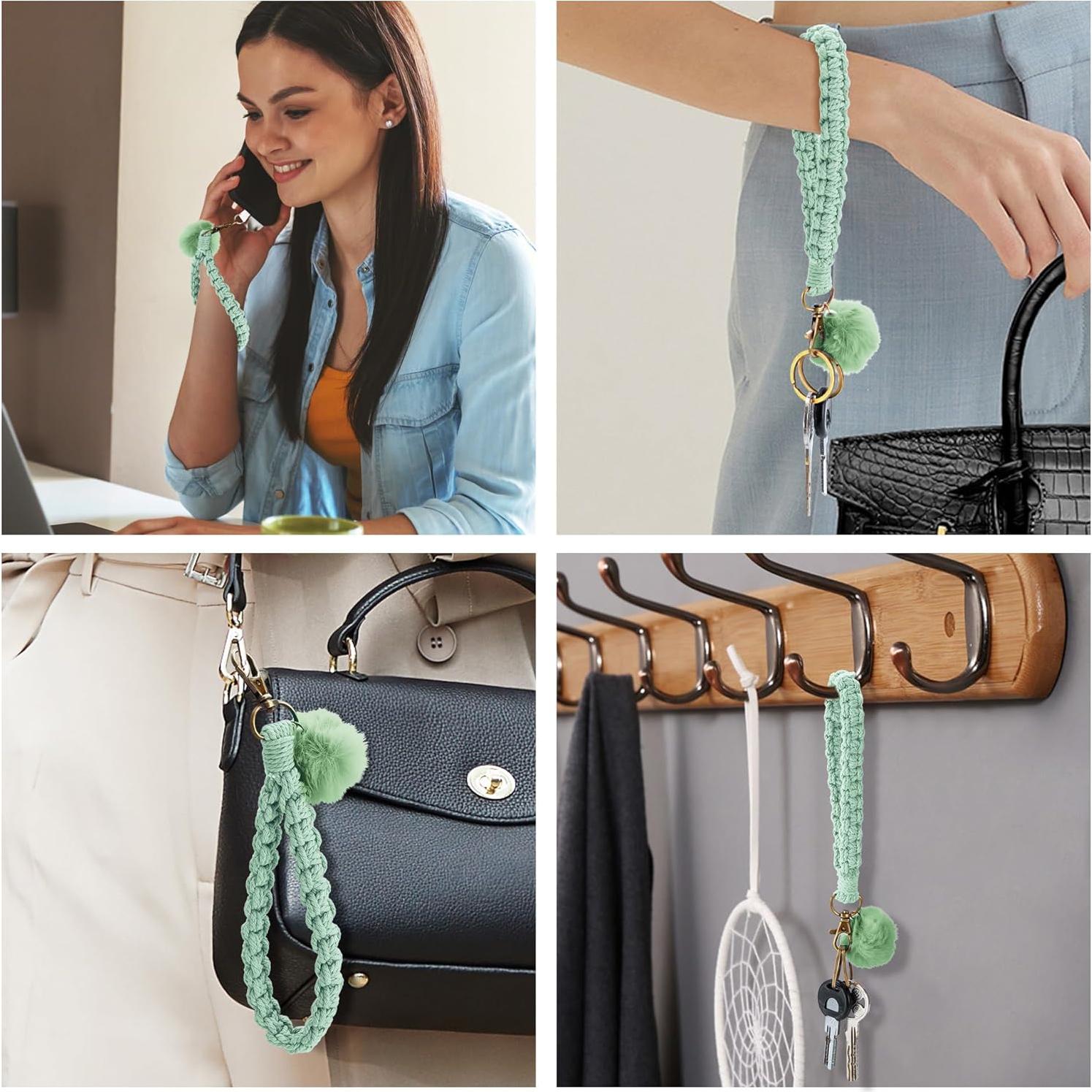 Llave de muñeca Gkeygo verde para mujeres con 2 anillos