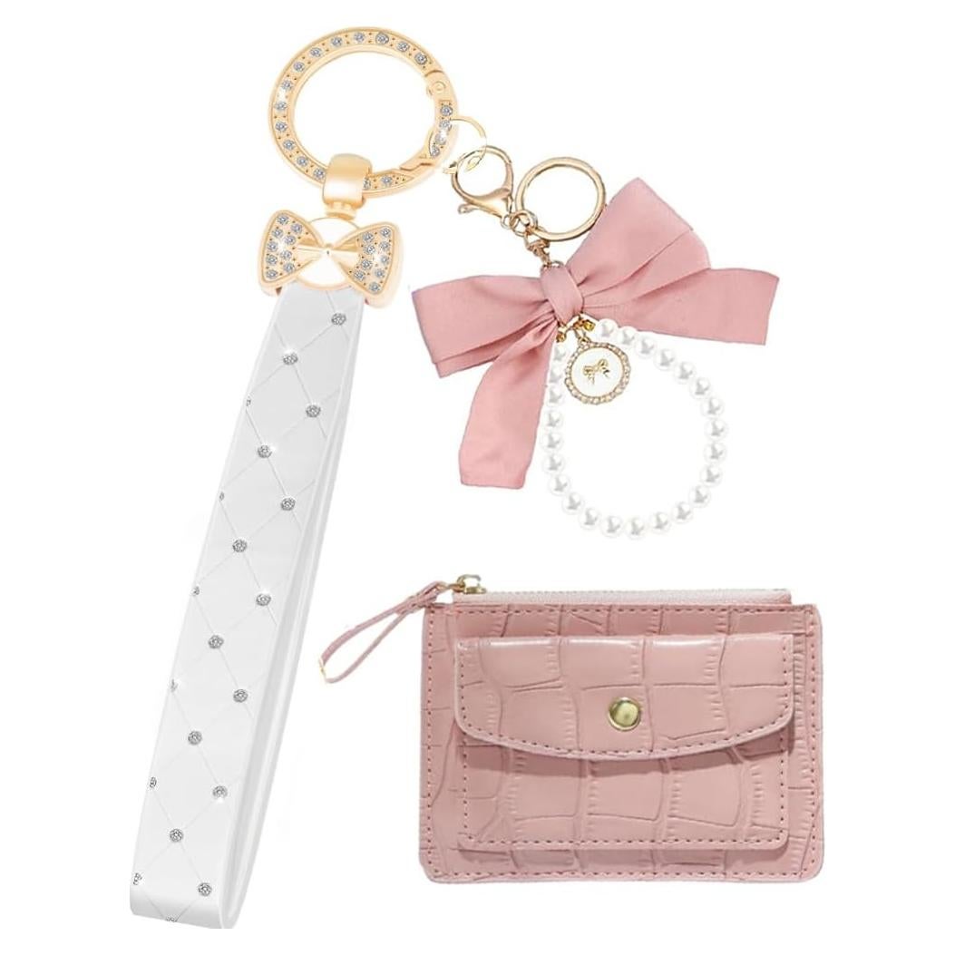 Llave de Muñeca para Mujeres con Llavero de Lazo Blanco