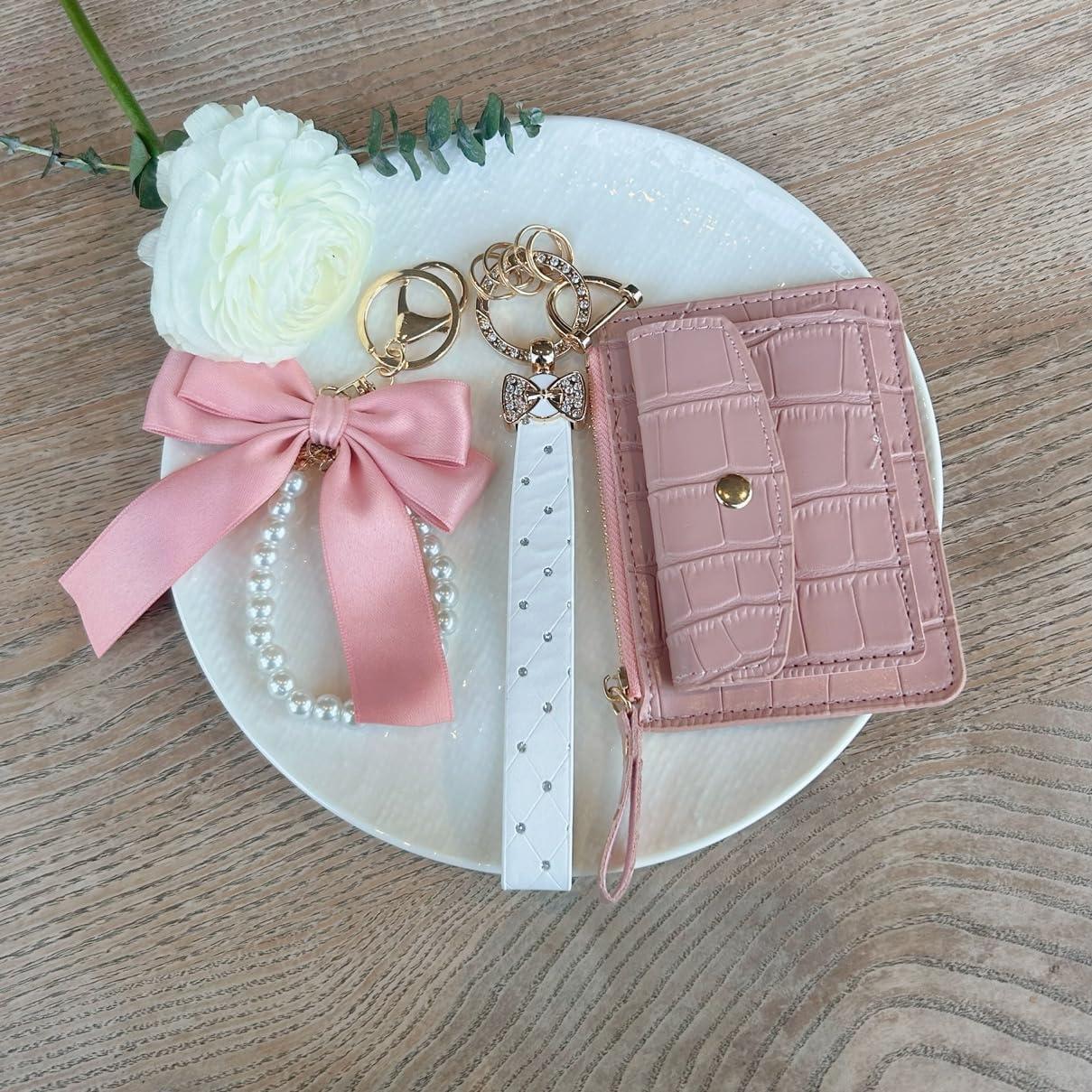 Llave de Muñeca para Mujeres con Llavero de Lazo Blanco