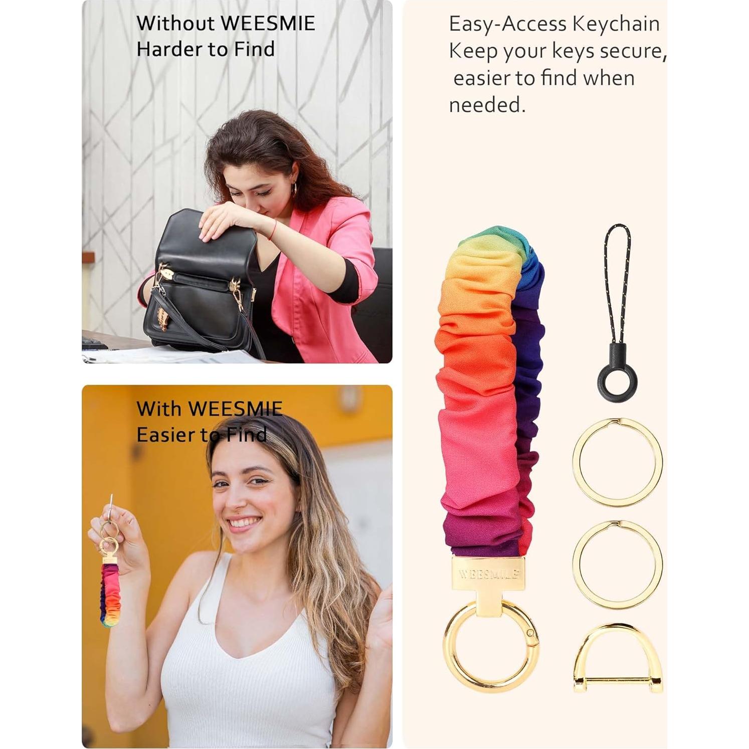 Pulsera de Llavero Scrunchie WEESMILE Arcoíris 15.24 cm