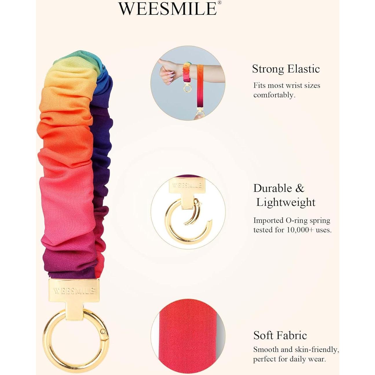 Pulsera de Llavero Scrunchie WEESMILE Arcoíris 15.24 cm