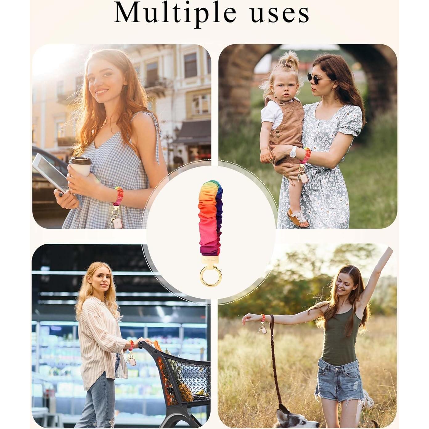 Pulsera de Llavero Scrunchie WEESMILE Arcoíris 15.24 cm