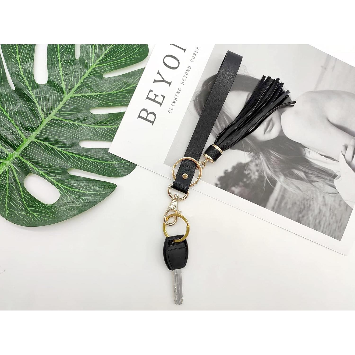 Correa de Muñeca de Cuero PAMIR TONG Negra con Borla