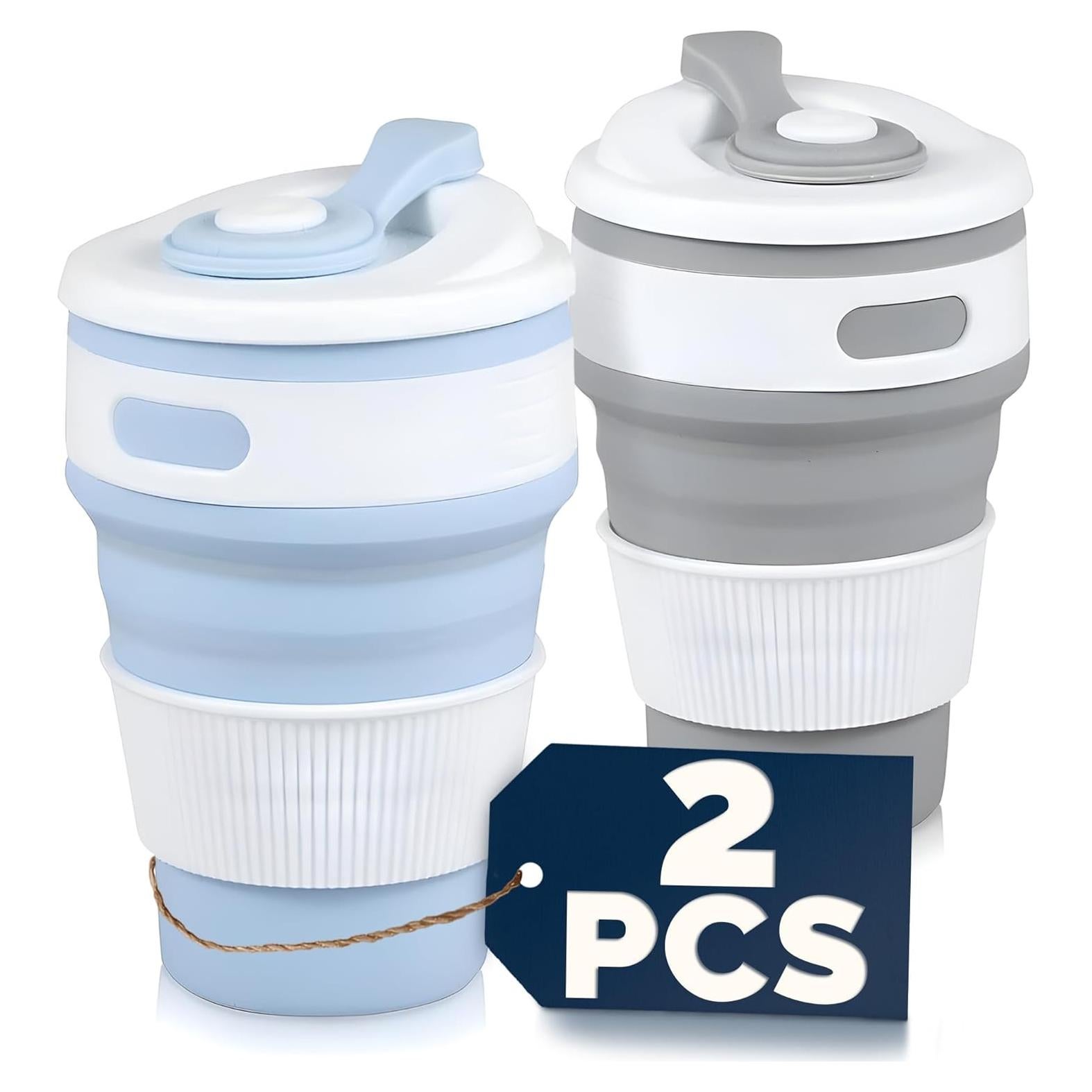 Paquete de 2 Tazas Plegables Tesorrio 350ml para Viaje