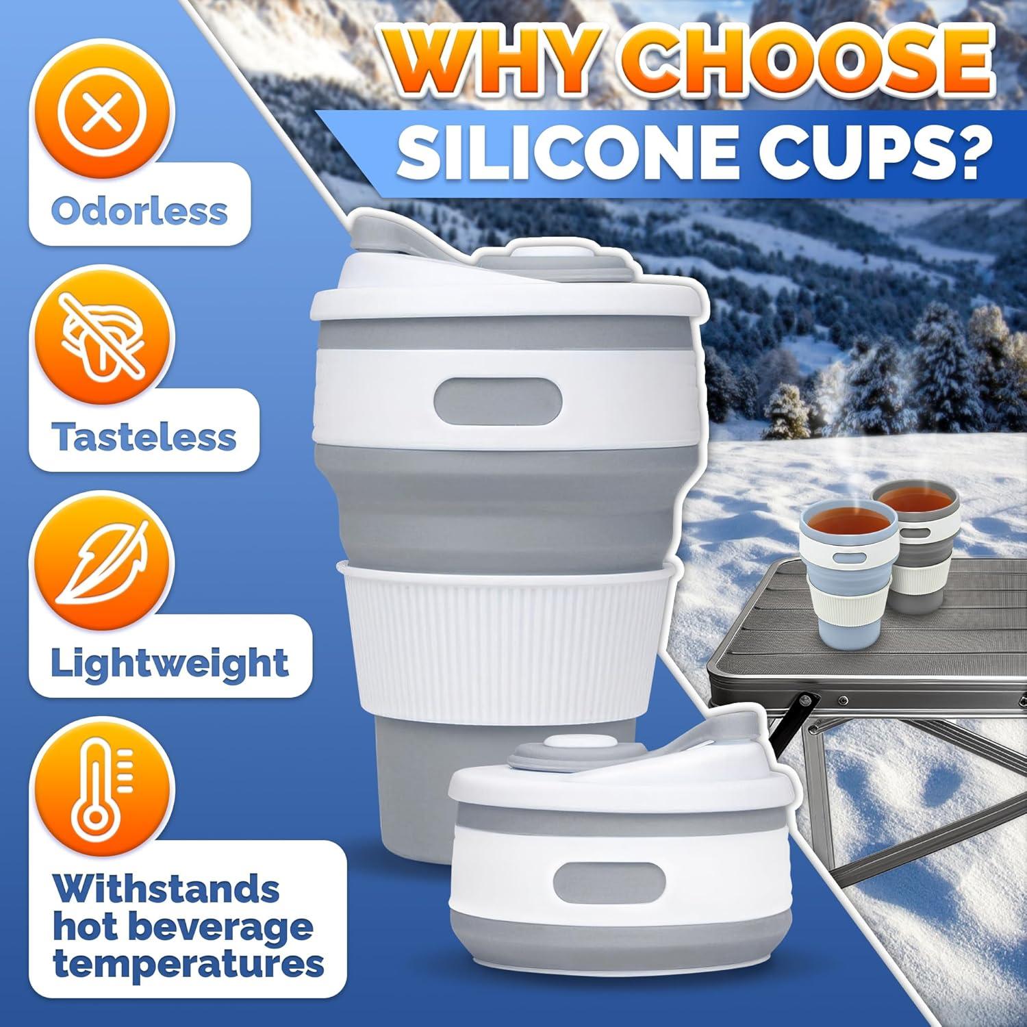 Paquete de 2 Tazas Plegables Tesorrio 350ml para Viaje