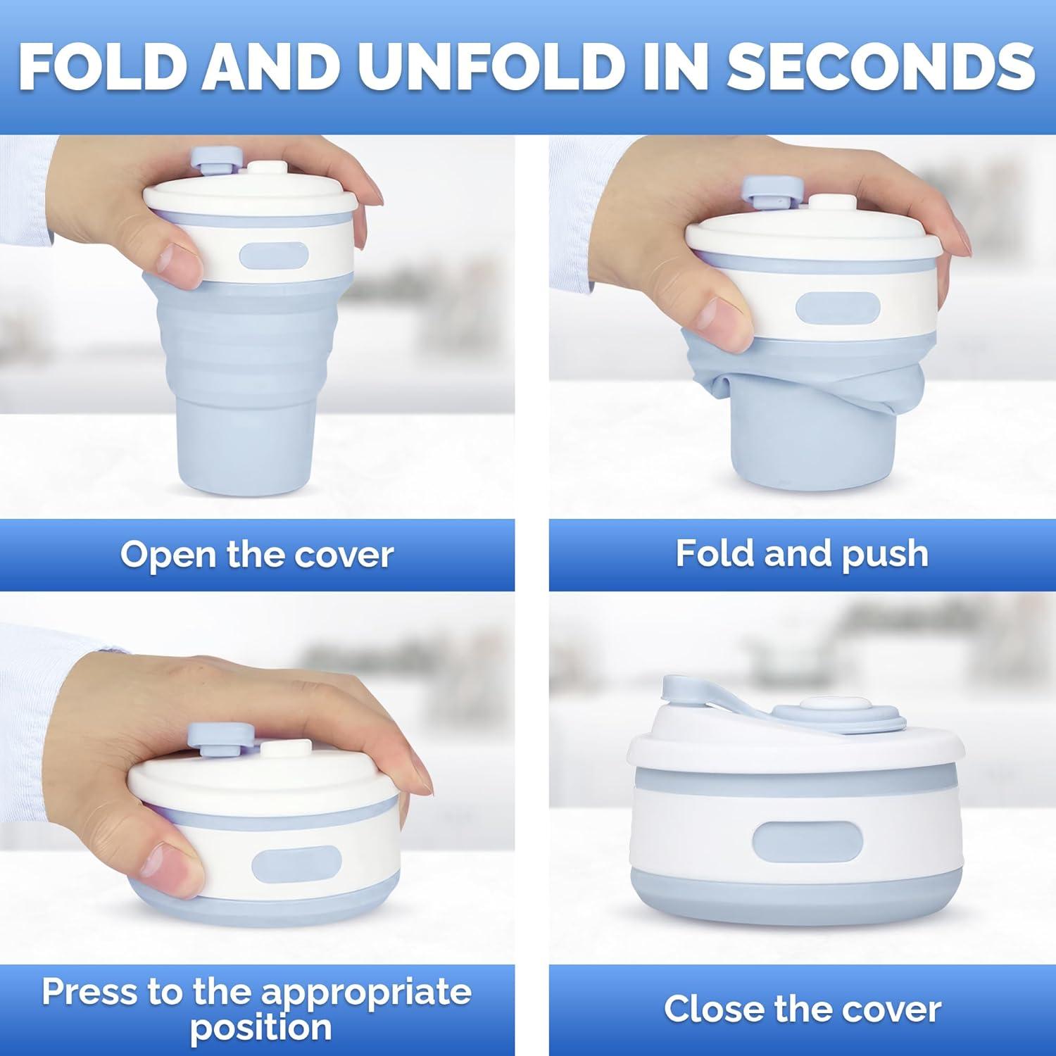 Paquete de 2 Tazas Plegables Tesorrio 350ml para Viaje