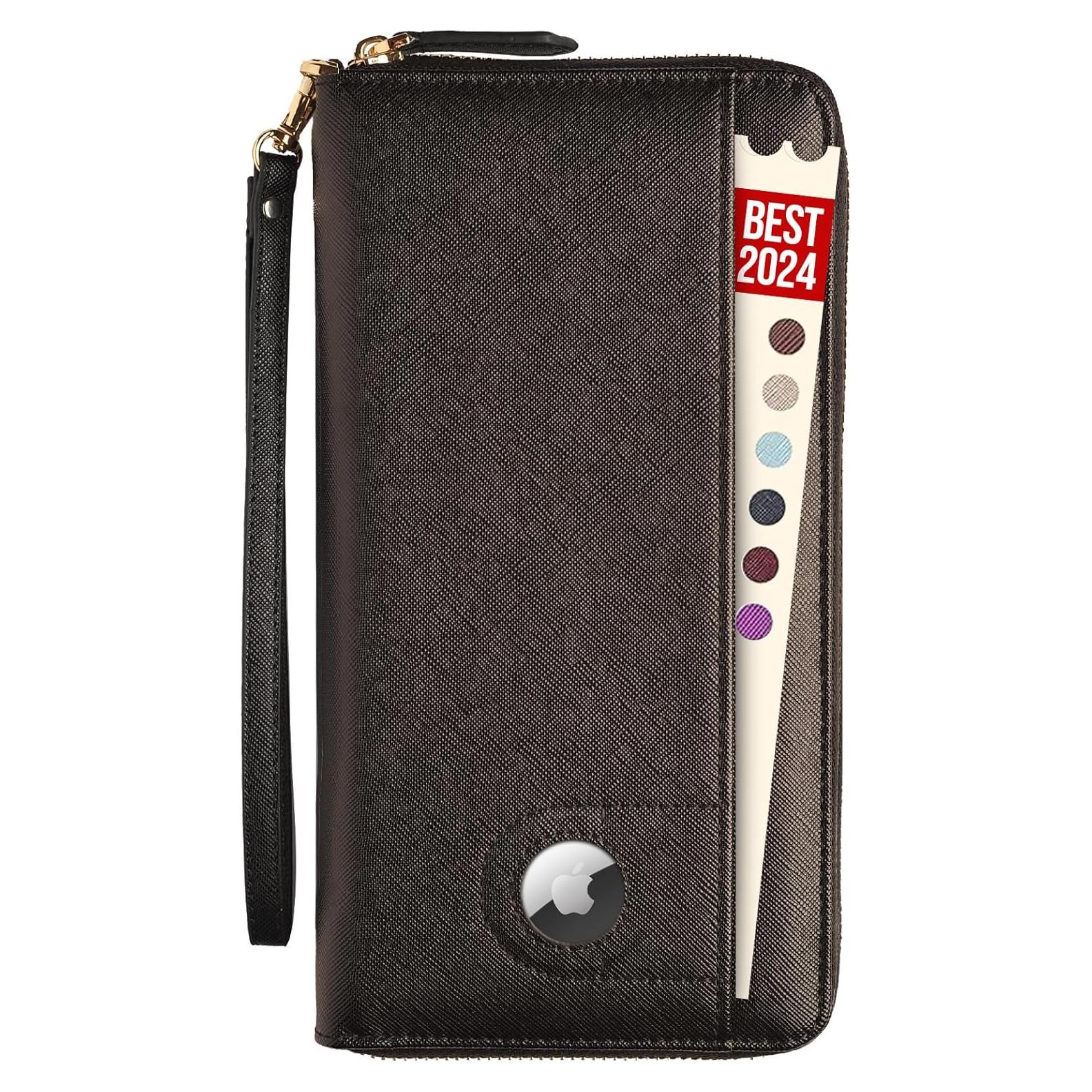 Cartera de Pasaporte RFID Apadi Negro con Soporte AirTag