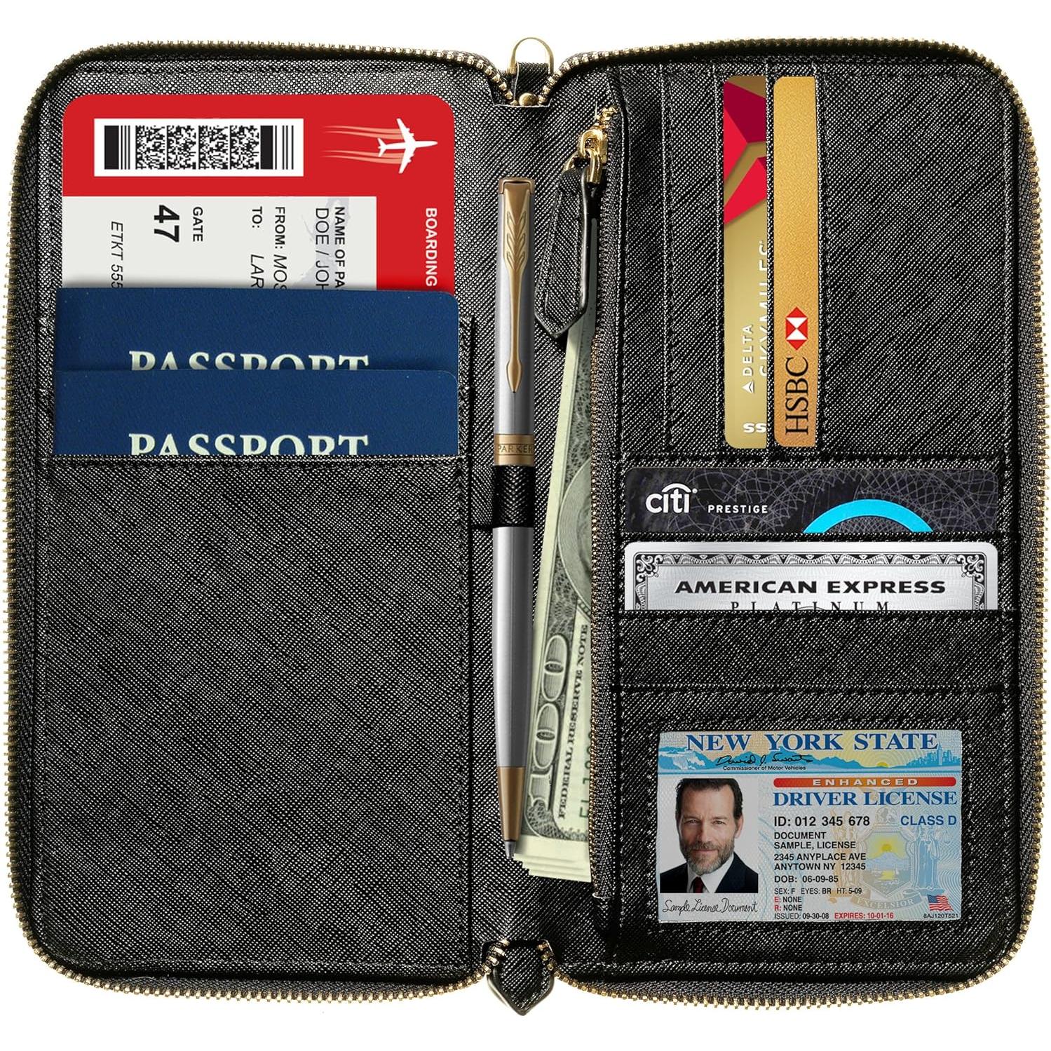 Cartera de Pasaporte RFID Apadi Negro con Soporte AirTag