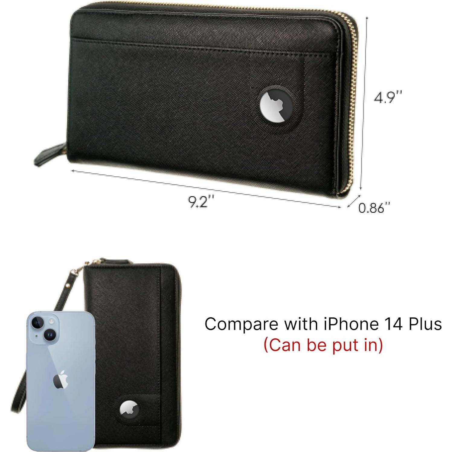 Cartera de Pasaporte RFID Apadi Negro con Soporte AirTag