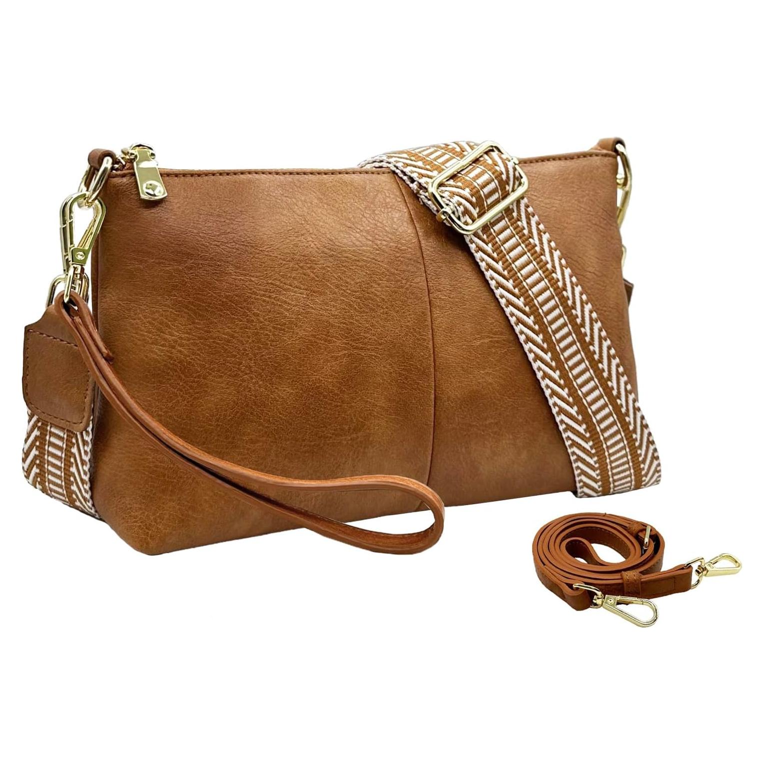 Bolso Cruzado Vegano para Mujeres Lifwimner - Marrón Camello