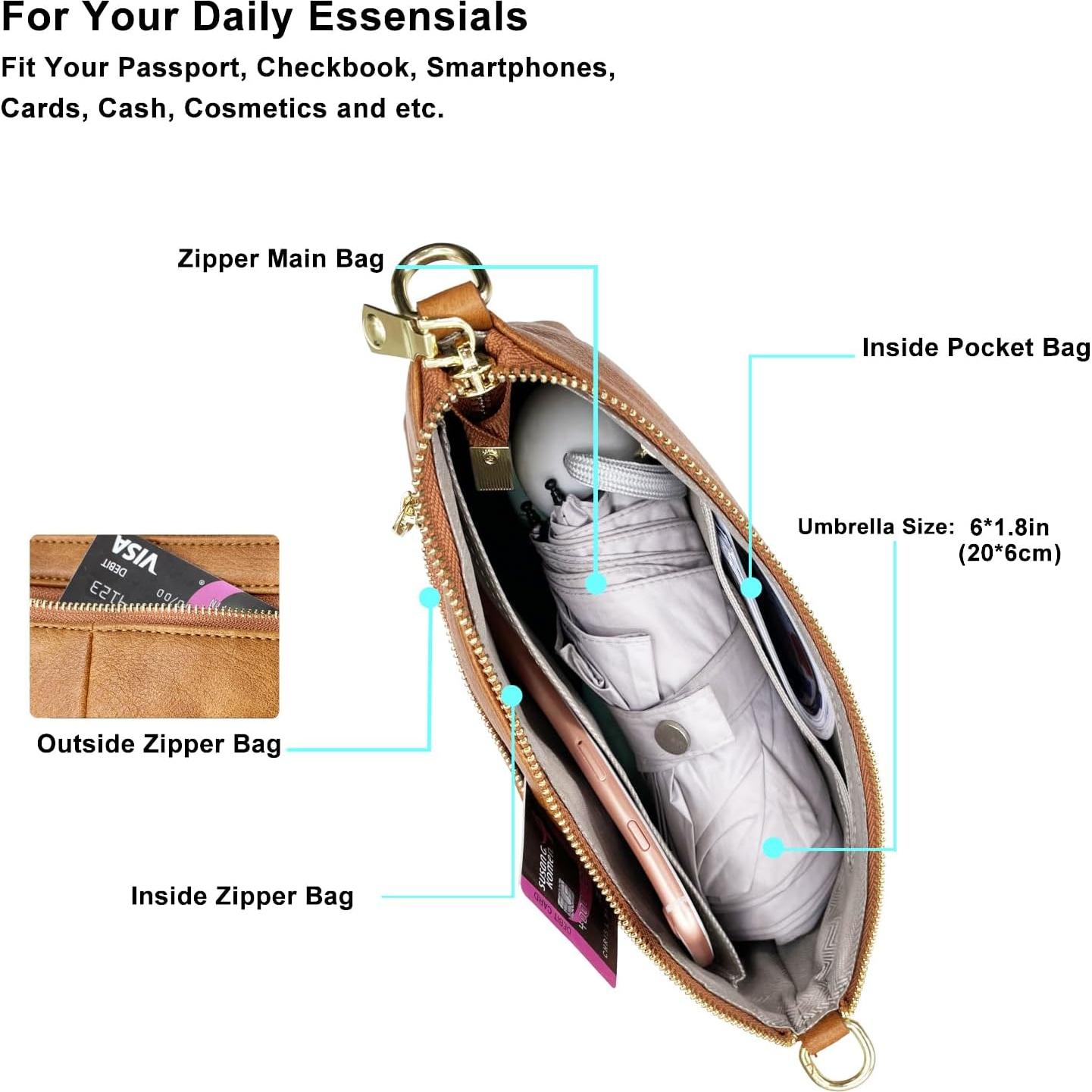 Bolso Cruzado Vegano para Mujeres Lifwimner - Marrón Camello