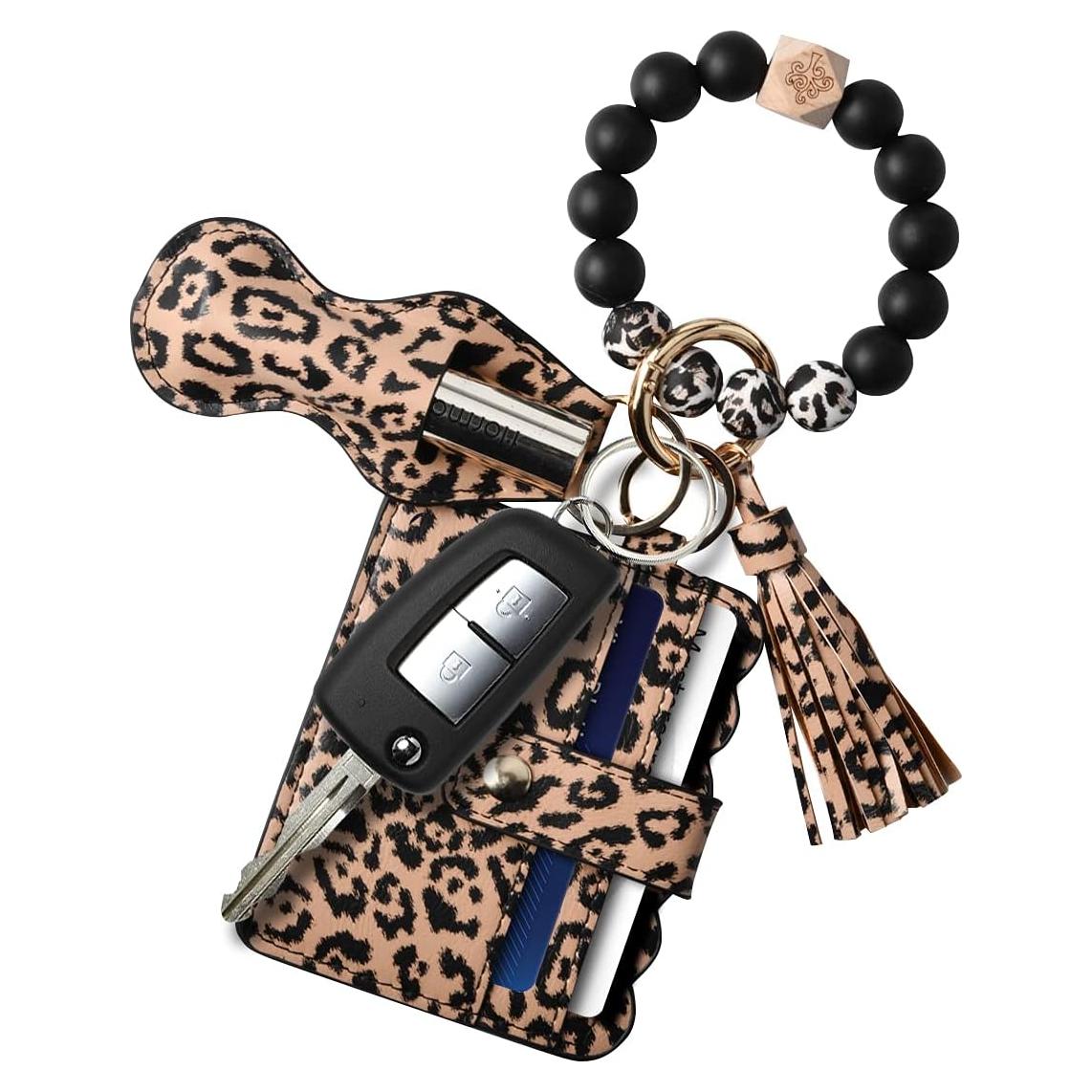 Llavero de Pulsera para Mujeres Silicona con Borlas y Soporte