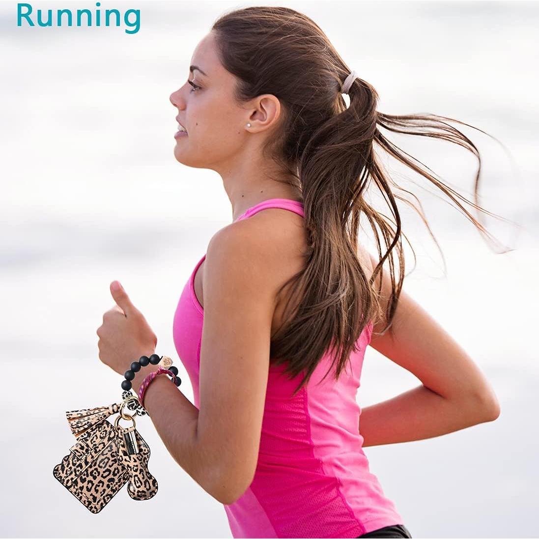 Llavero de Pulsera para Mujeres Silicona con Borlas y Soporte