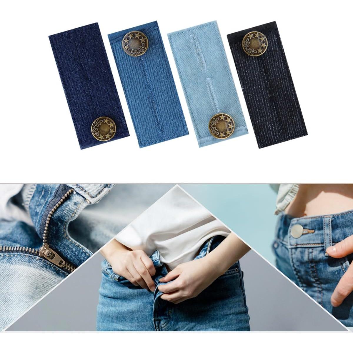 Extensores de Botón para Pantalones QHAJRYYC - 4 Pcs Mezclilla