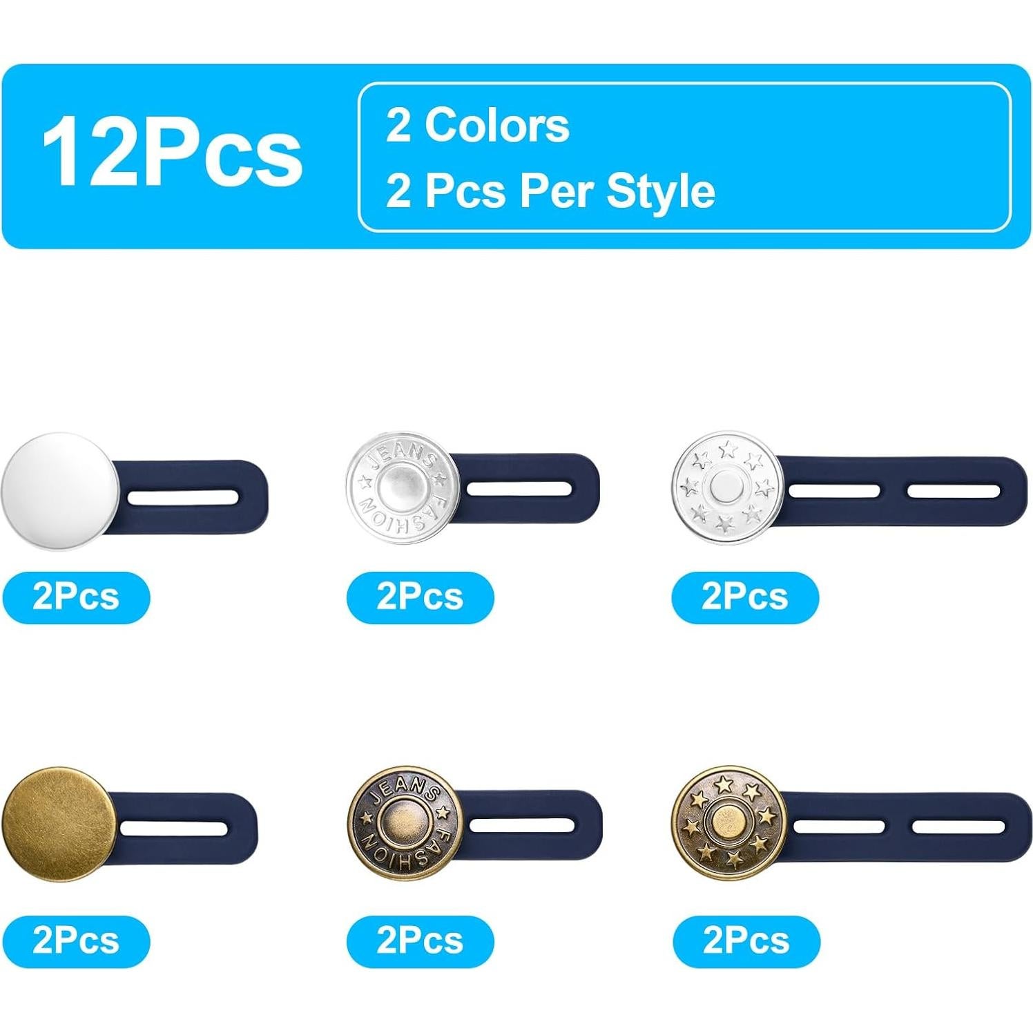 Extensores de Cintura EZJIAYOU 12 Pcs Silicona Elástica 2.8-4.6 cm