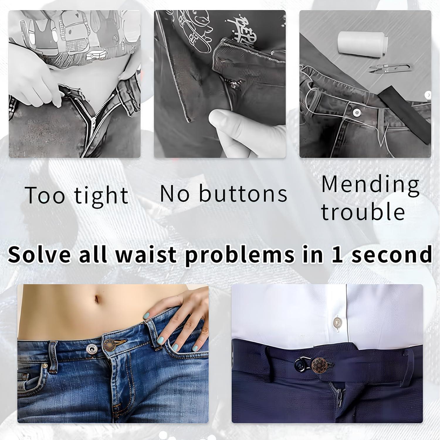 Extensores de Cintura para Jeans Qiifaiikooii - 8 Pcs Ajustables