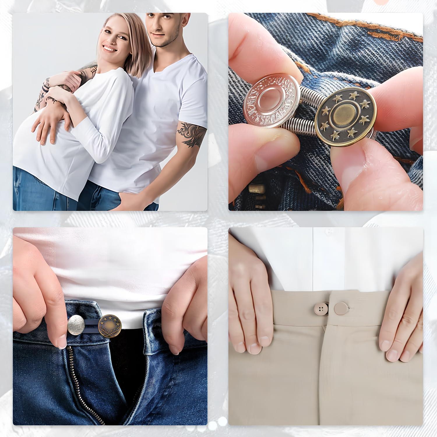 Extensores de Cintura para Jeans Qiifaiikooii - 8 Pcs Ajustables