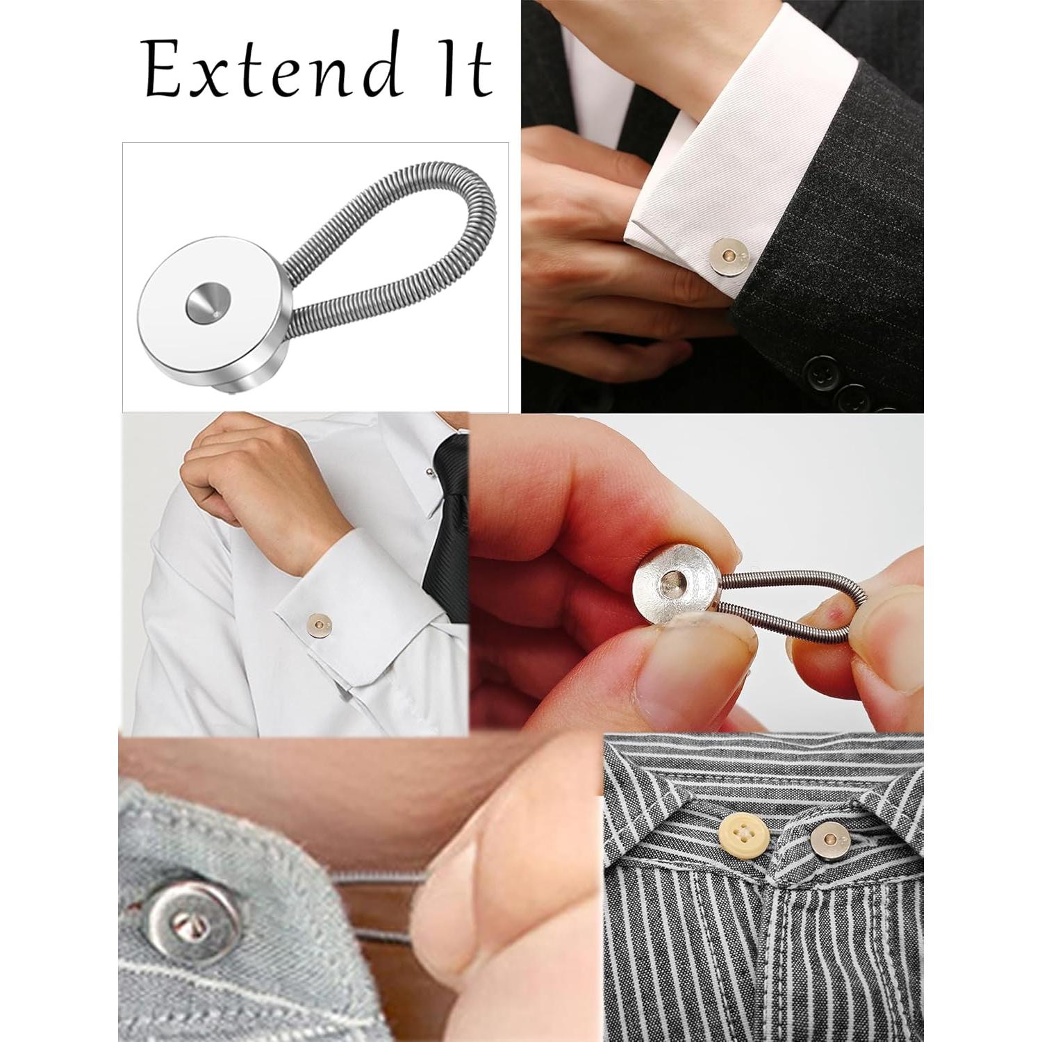 8 Extensores de Cuello para Camisas Wrlcorly Plateados 2.54 cm