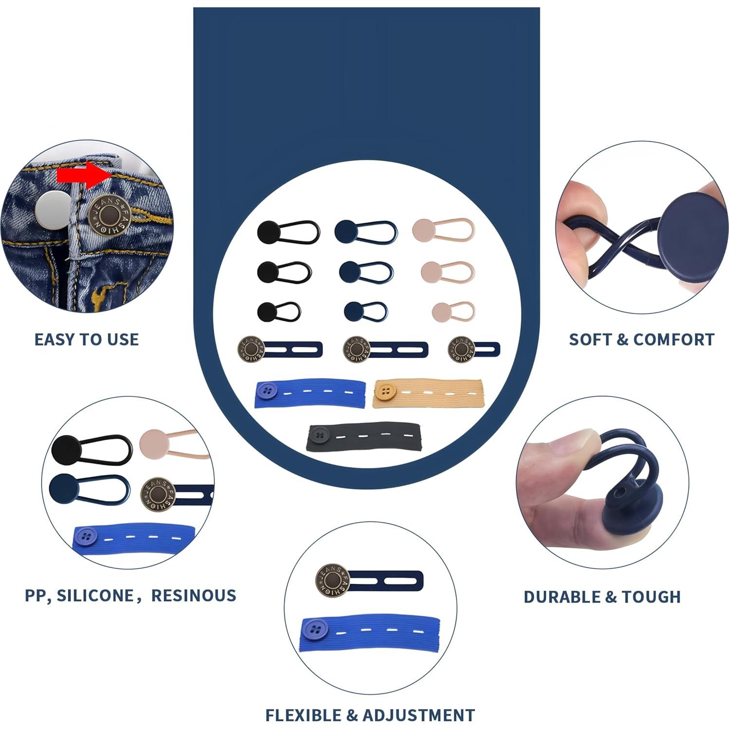 Extensores de Cintura Ajustables BADAO 15pcs para Jeans y Pantalones