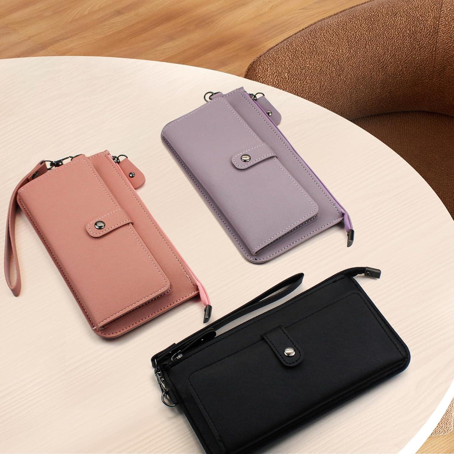 Cartera Larga de Mano AfitLulu Rosa con Doble Cierre y RFID