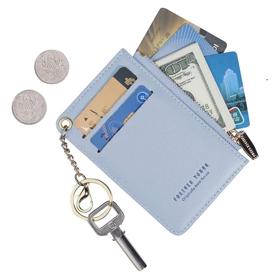 Cartera de Cuero Delgado para Mujeres Prometheism Azul