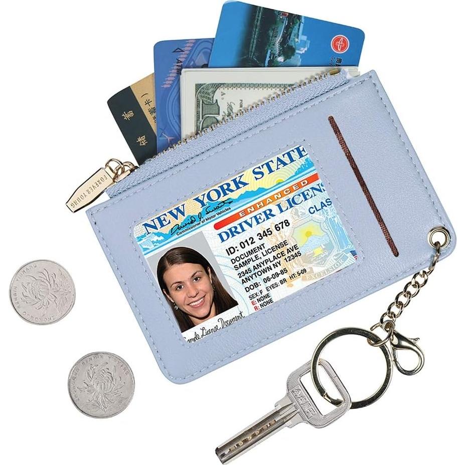 Cartera de Cuero Delgado para Mujeres Prometheism Azul